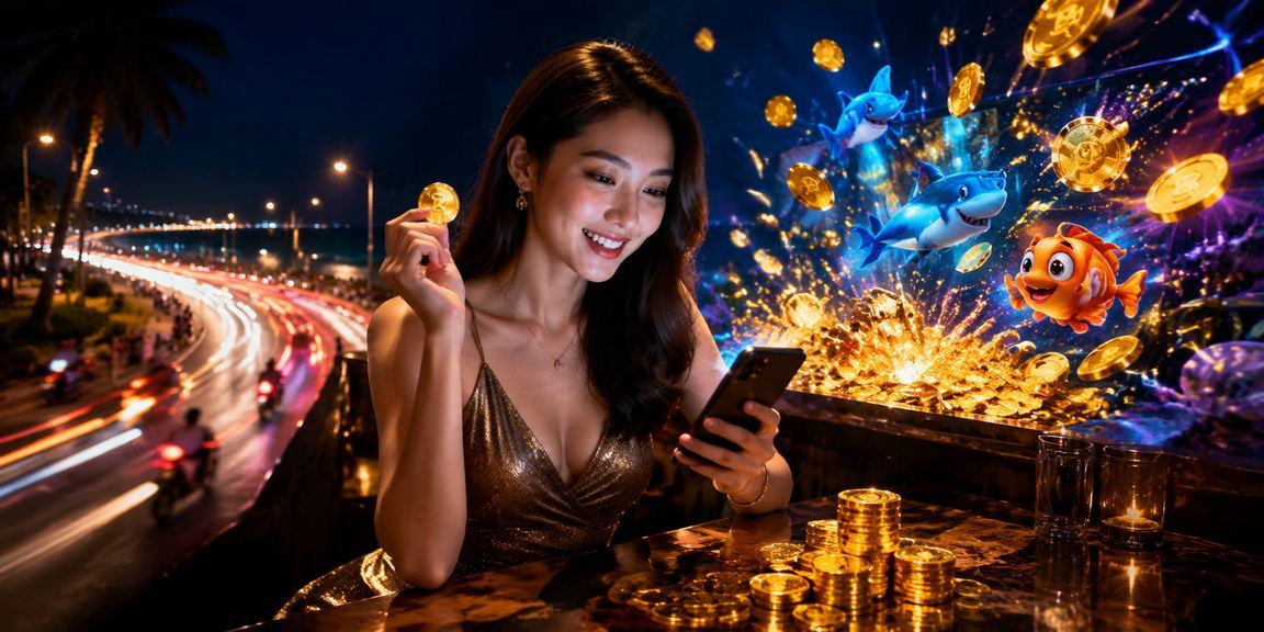 Người chơi sử dụng ứng dụng casino di động trên bãi biển Mũi Né, Vietnam